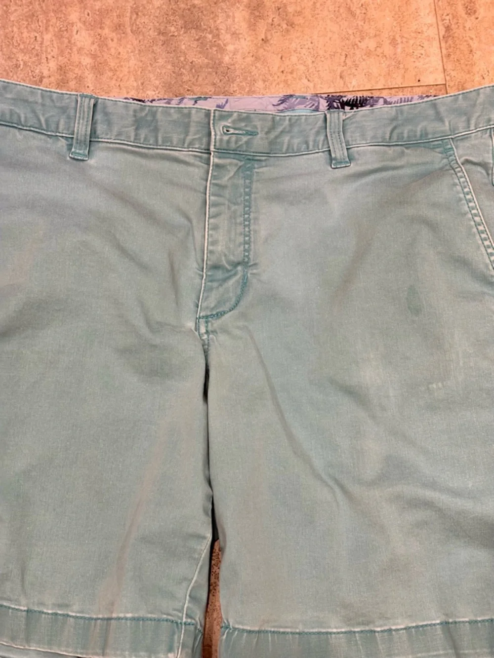 2 Pairs of Tommy Bahama Aqua and Light Blue Flat-Front Cotton Shorts